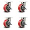 Service Caster 8 Inch Heavy Duty Red Poly on Cast Iron Caster Brakes 2 Swivel Locks, 4PK SCC-KP92S830-PUR-RS-SLB-BSL-2-SLB-2 - alternate 1